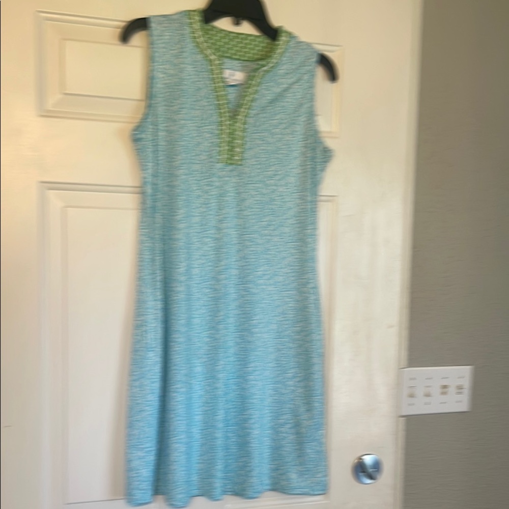 Sleeveless Blue and Green Dress